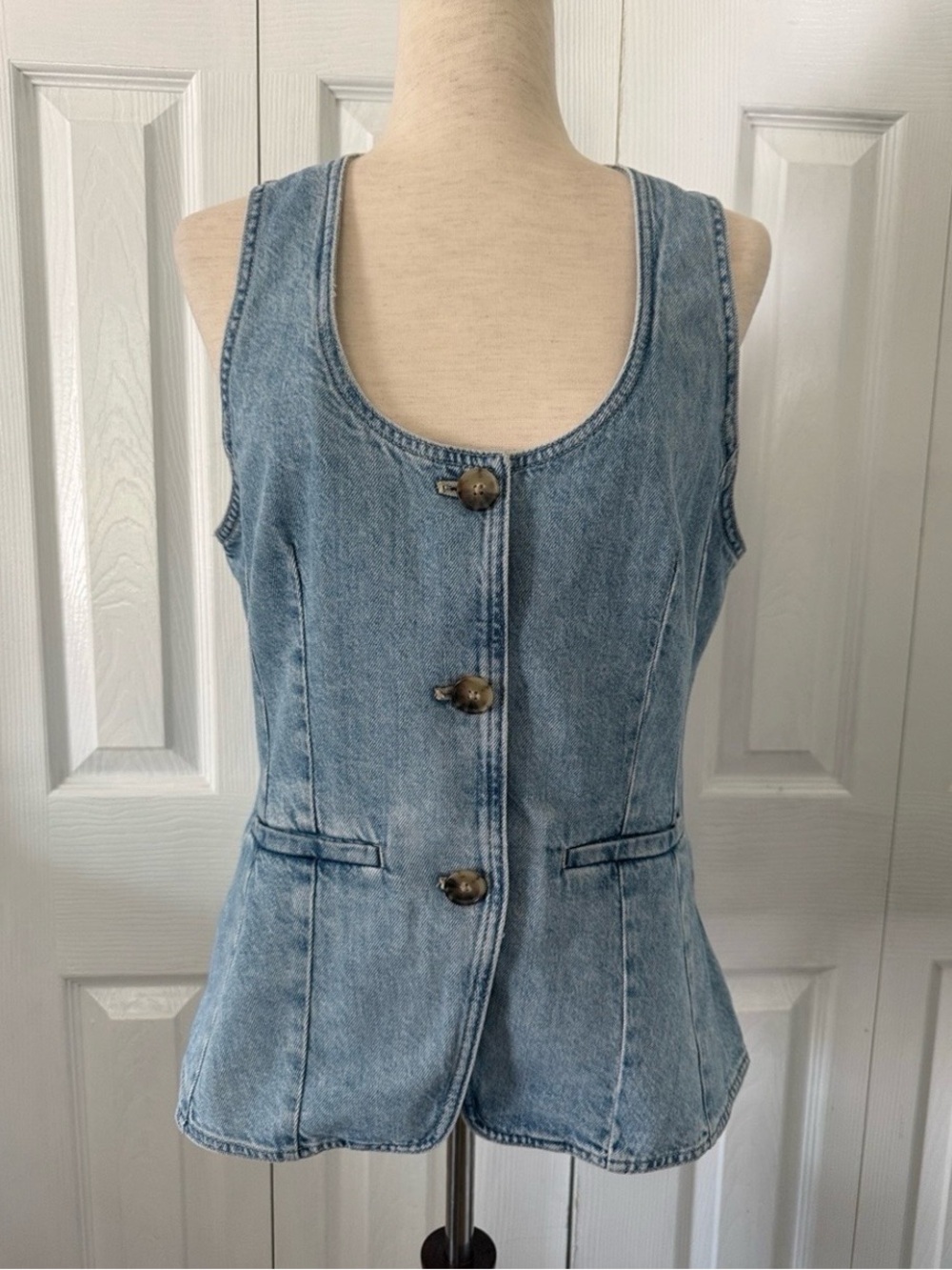 Madewell Light Wash Denim Button-Front Tank